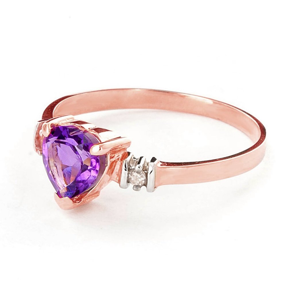 14K GOLD RING WITH NATURAL AMETHYST & DIAMONDS - Picture 3 of 5